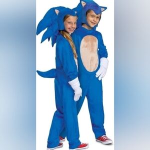 Blue Sonic The Hedgehog Kids Costume with White Gloves Size 10-12